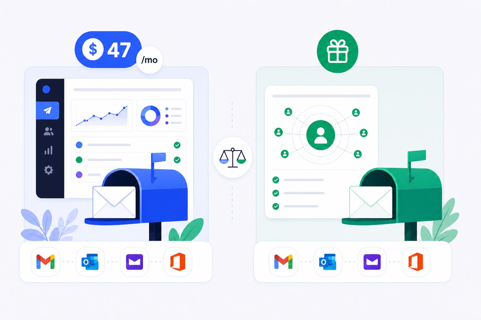 Comparison of Instantly bundled warm-up and free standalone email warm-up