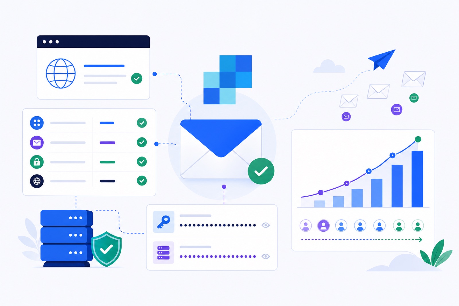 SendGrid domain warm-up workflow with DNS authentication, SMTP API key and daily sending ramp